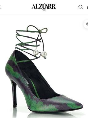 Green ‘Watermelon’ Pointed-Toe Ankle-Tie Pump